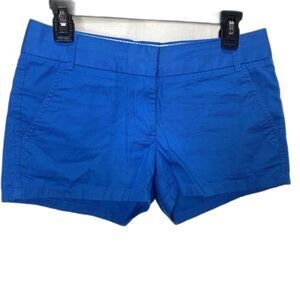 J Crew Chino Broken-In Shorts Low Rise Flat Front Classic Fit Womens 0 Blue